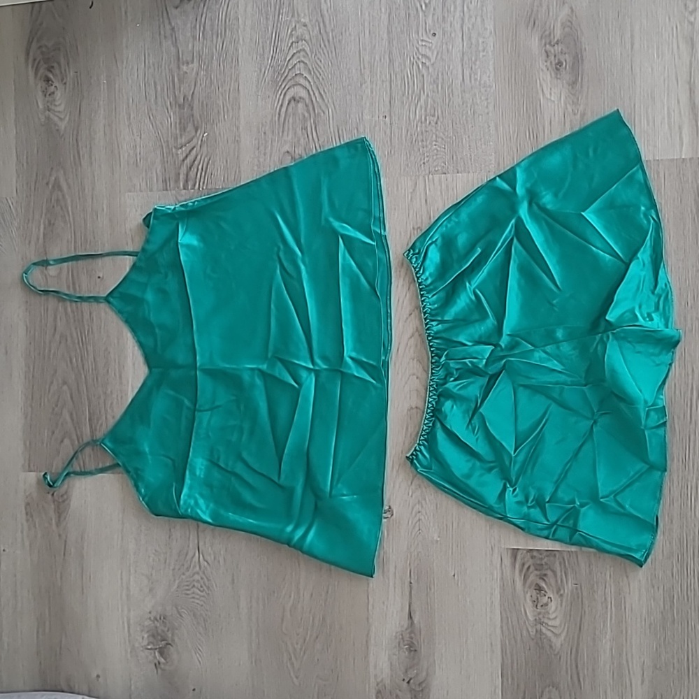 Satin pajamas with spaghetti straps